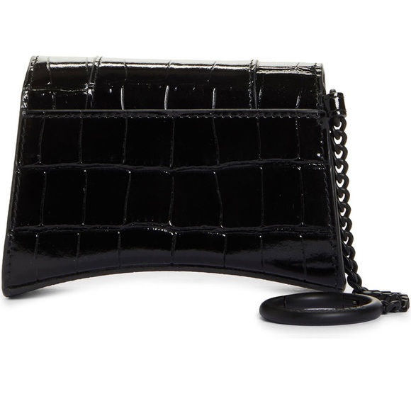 Balenciaga Hourglass Croc Embossed Leather Key Chain Card Case - Picture 3 of 10